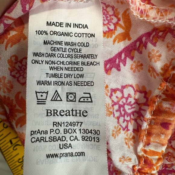 prAna Fall Floral Y2K Top Women’s‎ sz. XS Orange Split Neck Embroidered Rose - Picture 10 of 10